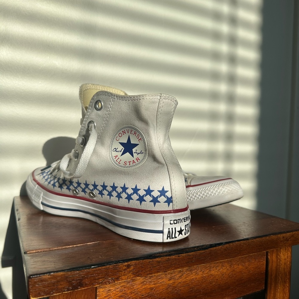 Classic Converse Chuck Taylor All Stars High Tops - Red, White, and Blue Star